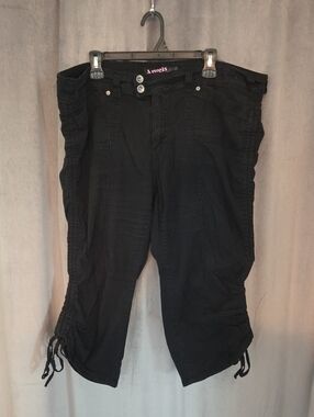 Angels 20W Black Ruched Ankle Crop Cargo Style